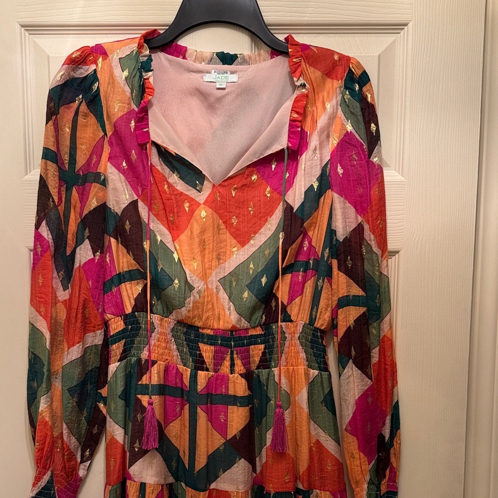 Jade Multicolor Geometric Midi Dress